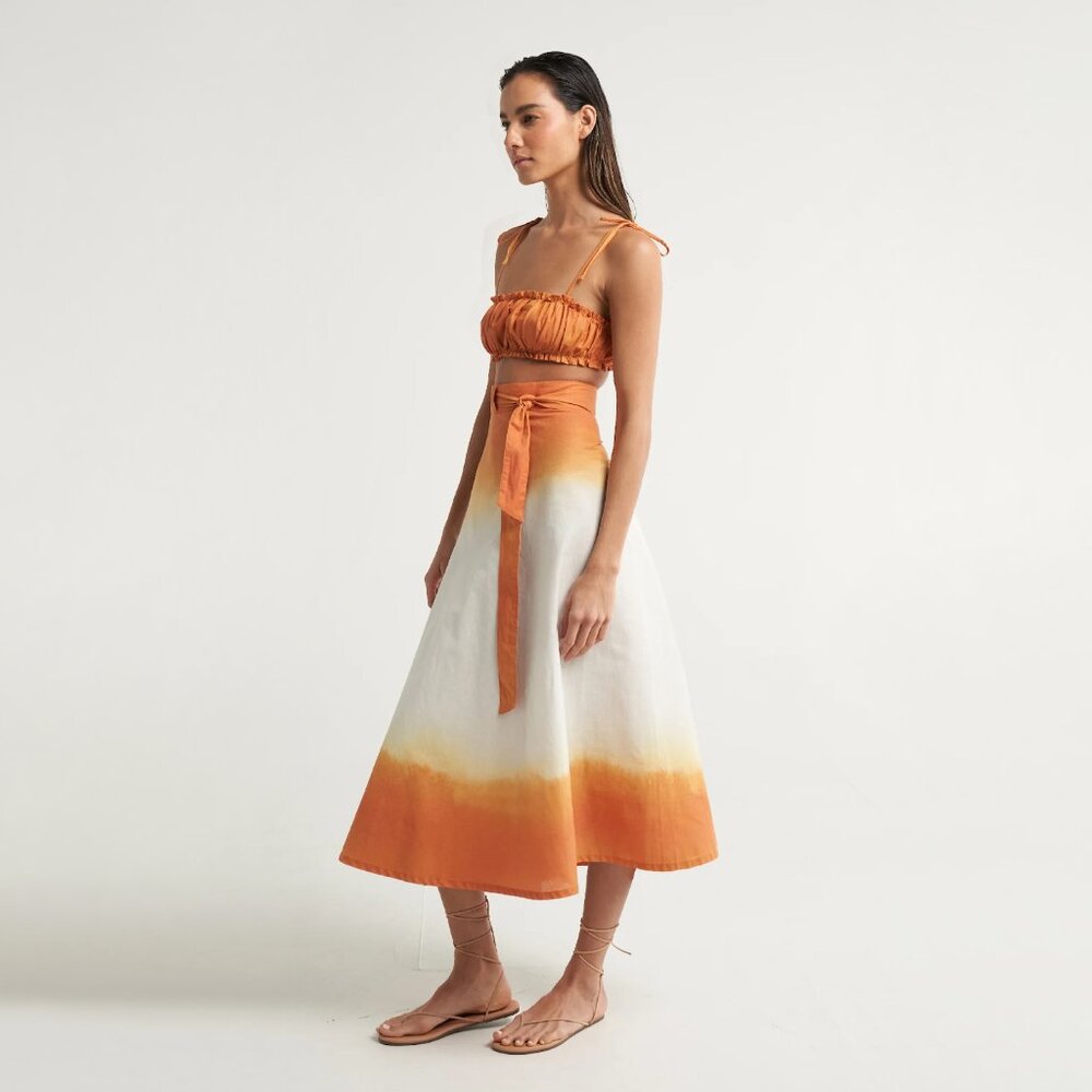 SIGAL | 100% Cotton Wrap Circle Skirt Naranja | NWT